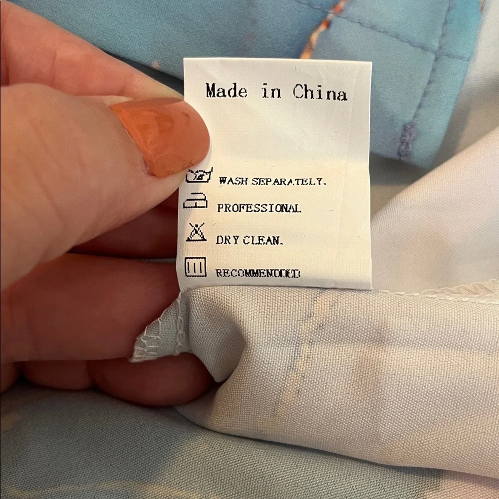 Zolucky Brand Blue and Gold Abstract Button-Up Shirt - Picture 3 of 9